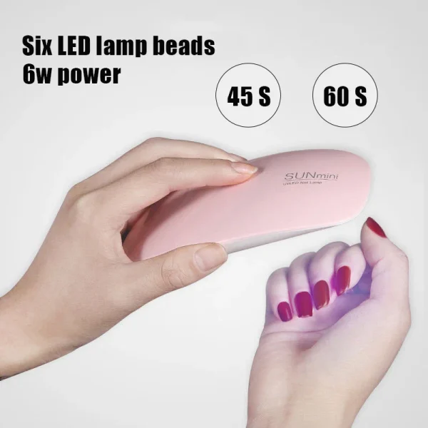 6W Mini Nail Dryer LED UV Light Portable Home Manicure Lamp With USB Cable for Gel Based Manicuring Nail Tool - Image 3