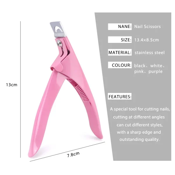 Professional Fake Nail Cutter Nail Cipper Tips Cutter U Type Acrylic Fake Nail Edge Trimmer Stainless Steel Nail Manicure Tools - Image 6
