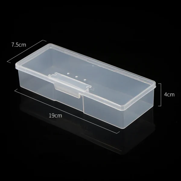 1PC Nail Art Rectangle Plastic Transparent Storage Box Nail Rhinestone Brush Pen Buffer Grinding Files Container Case - Image 6