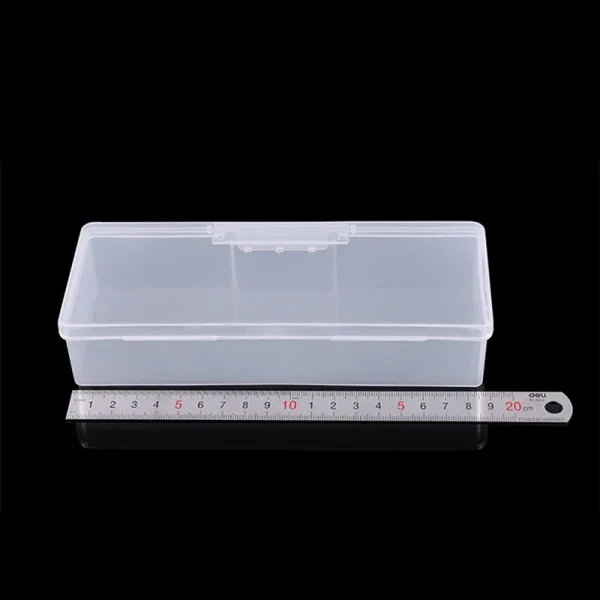 1PC Nail Art Rectangle Plastic Transparent Storage Box Nail Rhinestone Brush Pen Buffer Grinding Files Container Case - Image 5