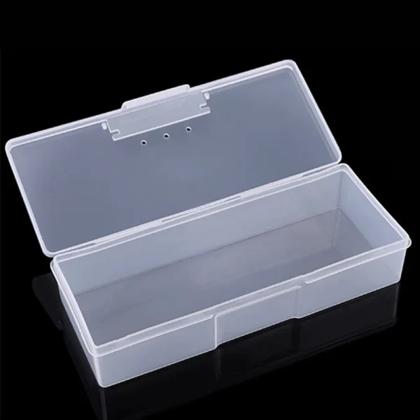 1PC Nail Art Rectangle Plastic Transparent Storage Box Nail Rhinestone Brush Pen Buffer Grinding Files Container Case - Image 4