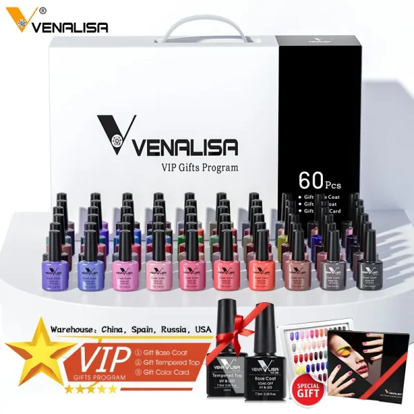 VENALISA Nail Gel Polish Semi Permanent Gellack Nail Art Salon 120 Color Glitter 7.5ml Soak off Organic UV LED Nail Gel Varnish - Image 3