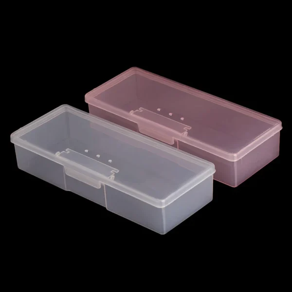 1PC Nail Art Rectangle Plastic Transparent Storage Box Nail Rhinestone Brush Pen Buffer Grinding Files Container Case - Image 2