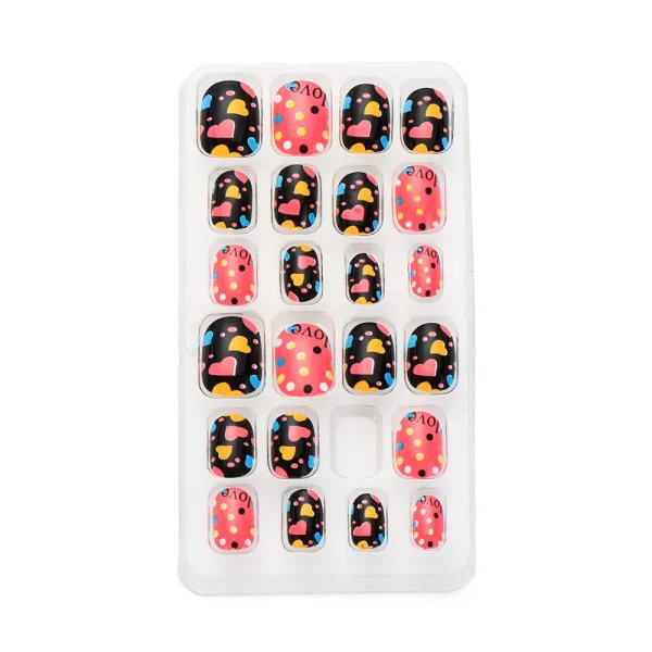 24Pcs Candy False Nail Tips Press On Nails Children Cartoon Full Cover Kid Glue Self Fake Nail Art for Girls Manicure Tips - Image 5