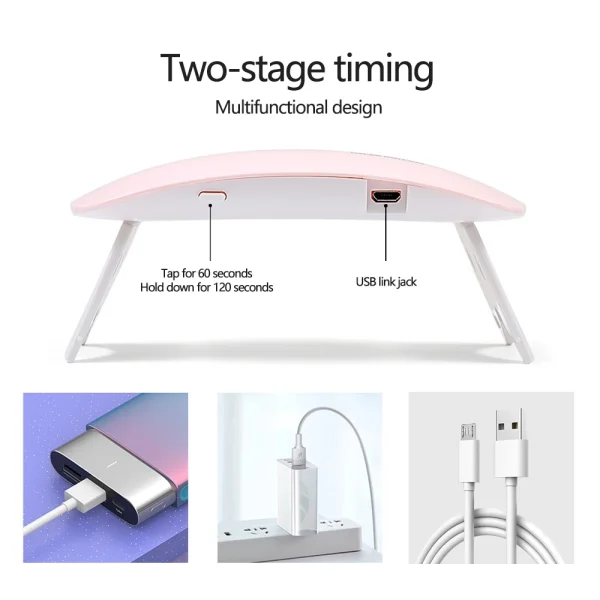 Foldable Nail Lamp 6w Uv Led Lamp For Nails Machine 6 Uv Leds Gel Nail Polish Dryer Lamp Manicure Tool Professional Equipme - Image 3