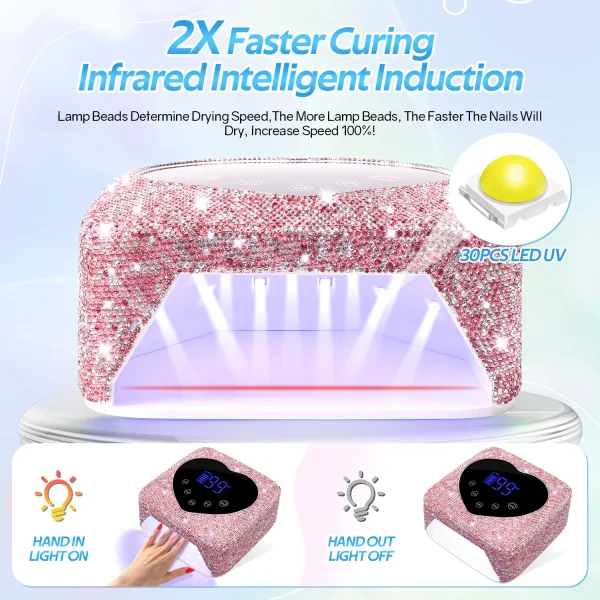 Rechargeable 72W UV LED Nail Lamp For Nails 30LEDS Wireless Gel Polish Curing Lamp With Large Screen Professional Nail Equipment - Image 5