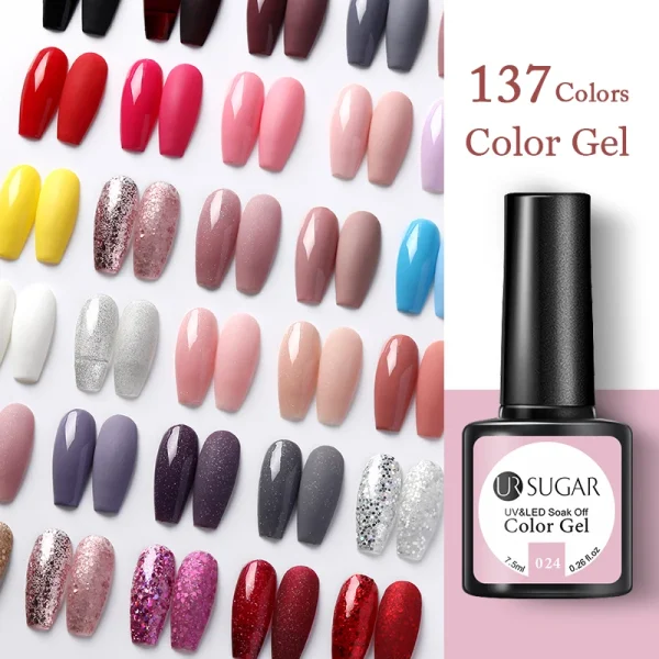 UR SUGAR 7.5ml Rose Glitter Solid Color Gel Nail Polish Jelly Nude Pink Semi Permanent DIY Nail Art UV LED Soak Off Gel - Image 2