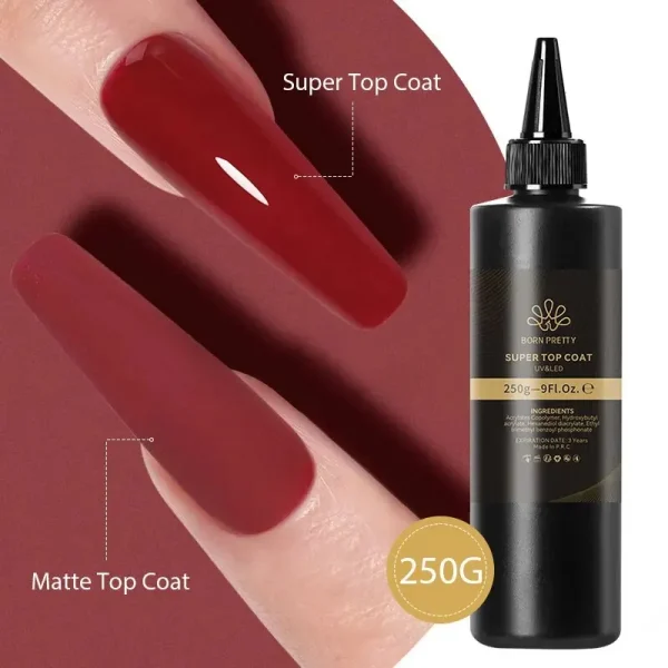 BORN PRETTY 250g Super Top Coat Professional Nail Art Soak Off Top Coat Long-lasting Anti-Stain Functional Gel Polish - Image 3