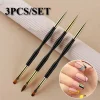 French Stripe Nail Art Liner Brush Set UV Gel Tips Ultra-thin Line Drawing Pen Dual End Painting Brushes Manicure Tools