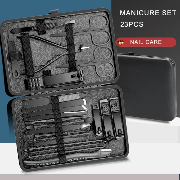 23 pcs Stainless Steel Nail Cutter and Pedicure Scissors Set - Portable Manicure and Pedicure Tool Set with Eagle Hook - Image 3