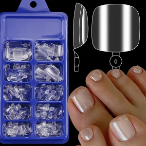 100/120Pcs Clear Tips Press on Toenail Glossy Short Square Fake Toe Nails Full Cover Pre-shaped Artificial False Toe Nail Tips