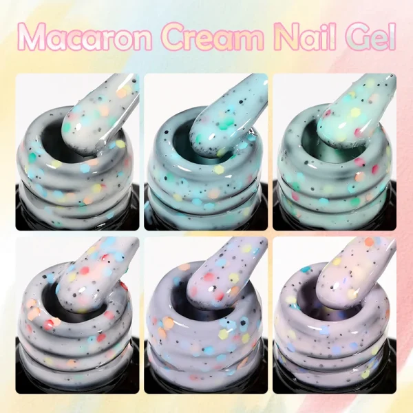 LILYCUTE 7ml Macaron Cream Gel Nail Polish Glitter Sequins Nail Art Hybrid Varnish Semi Permanant Soak Off UV Gel Nail Supplies - Image 3