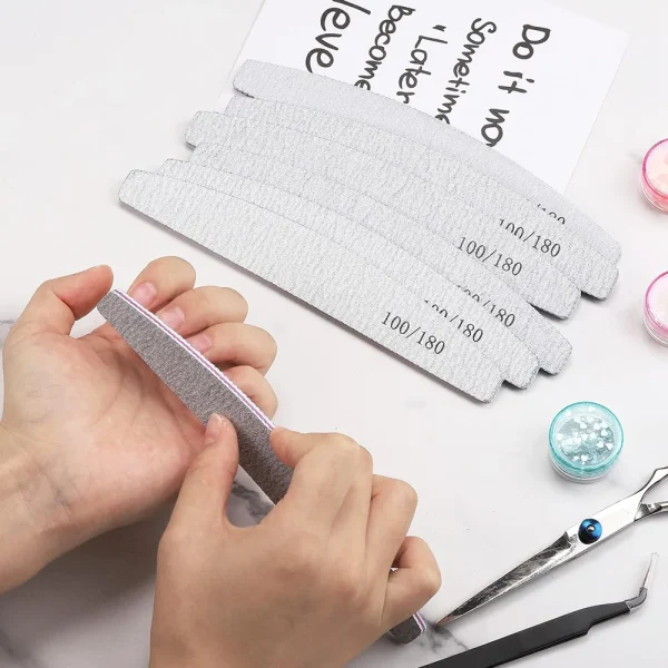5Pcs/Lot Nail File Mix Color Limas 80/100 Grit Professional Sandpaper Cuticle Remover Buffer Files Manicure Tool Set - Image 4