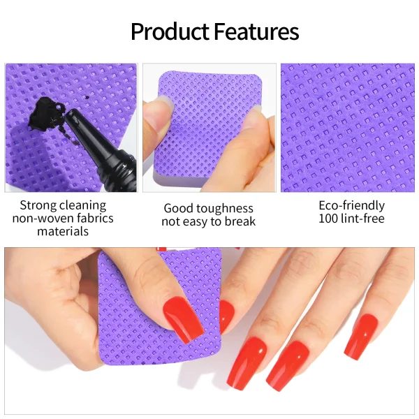 Lint-Free Nail Polish Remover Cotton Wipes UV Gel Tips Remover Cleaner Paper Pad Nails Polish Art Cleaning Manicure Tools - Image 2