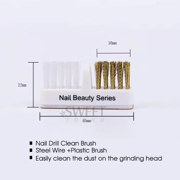 1pcs Electric Nail Grinding Head Cleaning Brush Portable Manicure Drills Bits Cleanser Dual Copper Wire Brush Clean Tools - Image 2