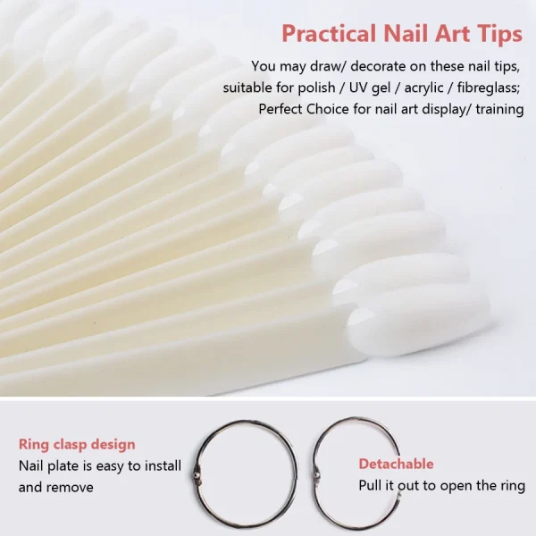50Pcs Oval Fan-Shaped Swatch Sticks with Round Tips for Nail Art Display, Display and Organize Gel Nail Polishes - Image 3