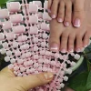 120Pcs-set Summer Short Square Press On Toenails Full-Cover Gradient French Square Acrylic Nail Tips Nude Pink Glossy Toenails