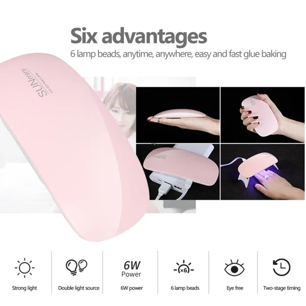 Foldable Nail Lamp 6w Uv Led Lamp For Nails Machine 6 Uv Leds Gel Nail Polish Dryer Lamp Manicure Tool Professional Equipme - Image 6