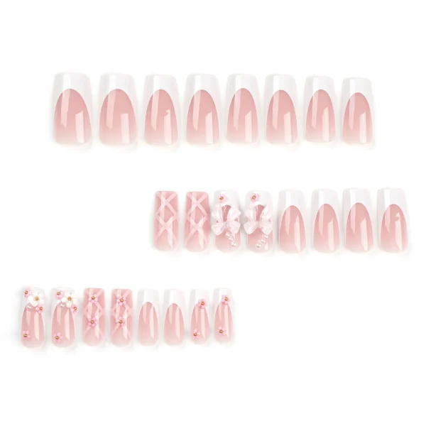 24pcs Coffin Shaped Fake Nails +1 Nail File +1 Jelly - Image 2