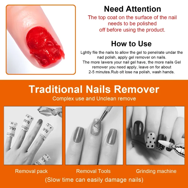 Gel Nail Polish Remover, Quick & Easy Polish Remover In 2-3 Minutes, No Need Soaking Or Wrapping - 0.51oz - Image 3