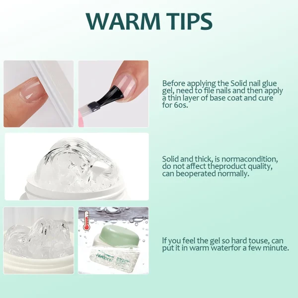 Nailpop Solid Nail Gel Glue for Press On Nails Strong Adhesive Clear Gel Tip Adhesive UV Gel Long-Lasting No Damage 20g (1/3pcs) - Image 6