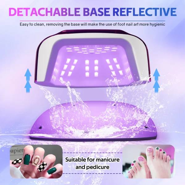 200W Rechargeable UV LED Nail Lamp Cordless Nail Dryer with 3 Timer Settings and Smart Sensor for Home & Salon to Curing All Gel - Image 4