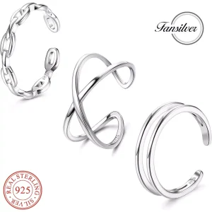 Fansilver 3Pcs 925 Sterling Silver Toe Ring for Women Color Change Adjustable Toe Rings Nail Rings Summer Beach Barefoot Jewelry