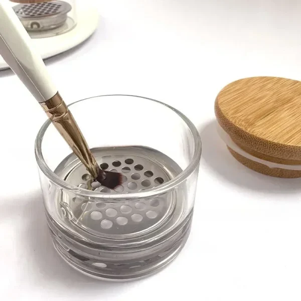 Nail Wash Pen Cup New Technology Glass Crystal Cup Stainless Steel Mesh Filter Cup Sequin Phototherapy Brush Tool - Image 2