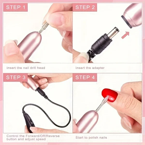 Morovan Professional Electric Nail Drill Acrylic gel Nail Kit - Portable manicure and pedicure kit for shaping and polishing - Image 2