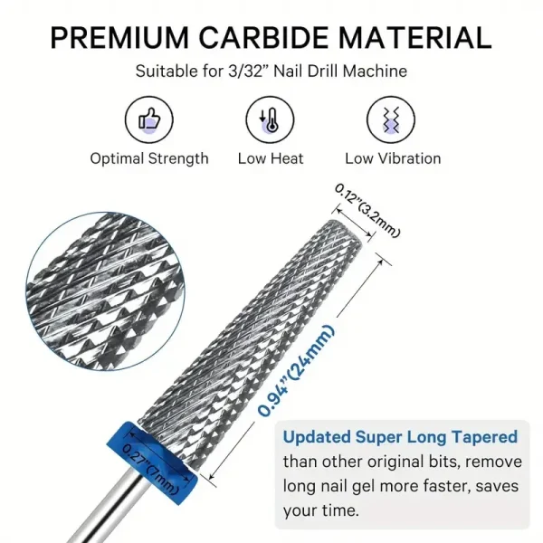 5 In 1 24mm Extra Long Tungsten Carbide Nail Drill Bits Safety Nail Salon Accessories, Efficient Removal Of Gel Polish Acrylic N - Image 4