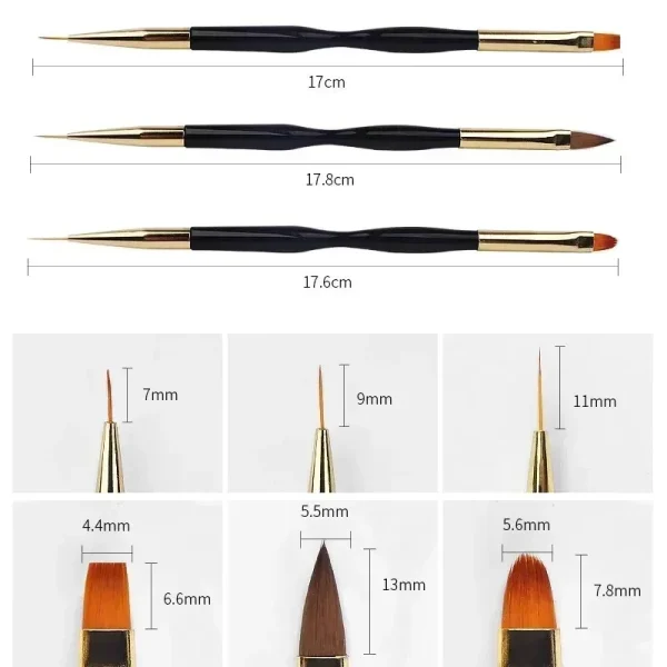 French Stripe Nail Art Liner Brush Set UV Gel Tips Ultra-thin Line Drawing Pen Dual End Painting Brushes Manicure Tools - Image 5