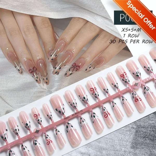 20/24Pcs Leopard Print Press On Nail Oval Head French Wearable False Nail Tips Solid Color Reusable Full Cover Fake Nails - Image 4