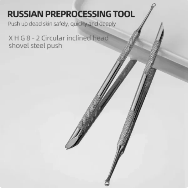 New Nail Double-ended Use Stainless Steel Circle Beveled Head Cuticle Pusher Remover Manicure Sticks Tool Nail Art Tool - Image 2