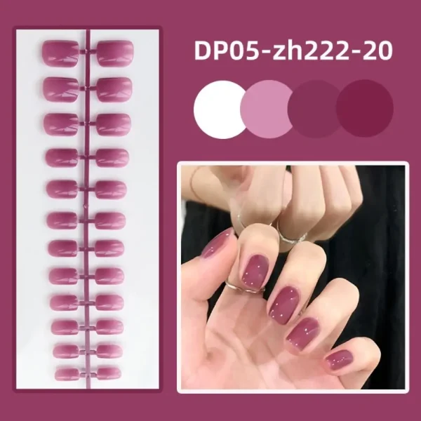 24Pcs Detachable Square Head False Nails Fashion Glossy Wearable Fake Nails Solid Color Press On Nails Full Cover Manicure - Image 3