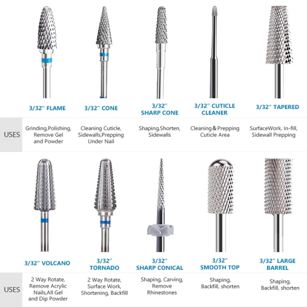 1pc Nail Drill Bit Rotate Burr Milling Nail Cutter Bits Electric Drill Machine For Manicure Pedicure Tools - Image 2
