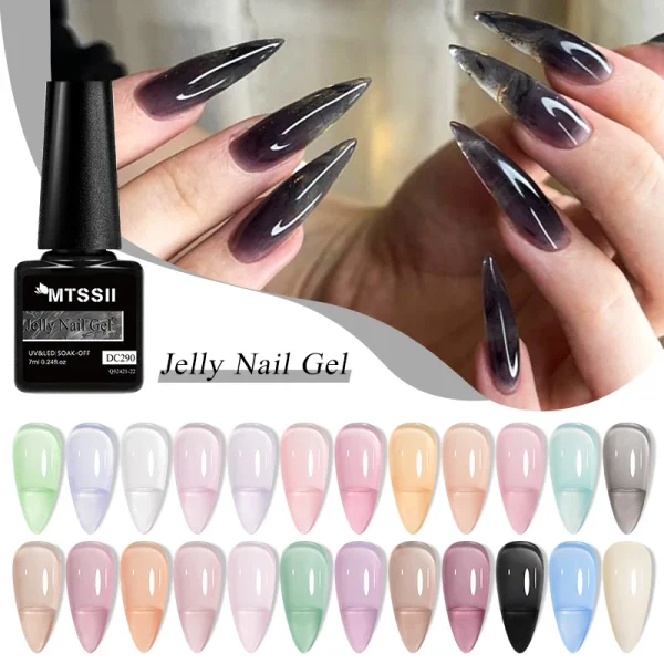 Mtssii 7ML Jelly Nail Gel Polish Transparent Summer Nude Milky Pink Color Semi Permanent Soak Off Nail Art Manicure Varnish - Image 2
