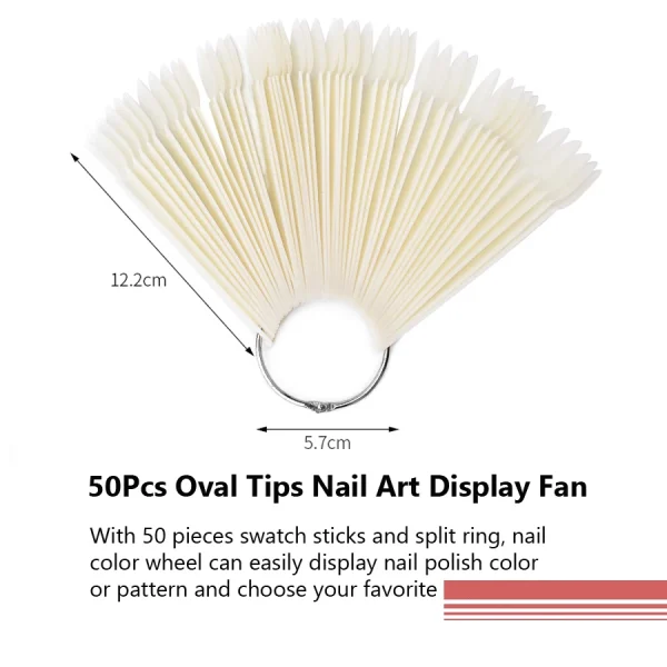 50Pcs Oval Fan-Shaped Swatch Sticks with Round Tips for Nail Art Display, Display and Organize Gel Nail Polishes - Image 4