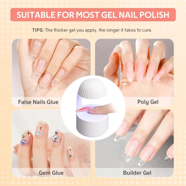 Mini UV LED Nail Lamp 6 LEDs Nail Dryer Type-C Charging Portable Manicure Lamp with Smart Induction Nail Art Tools - Image 6