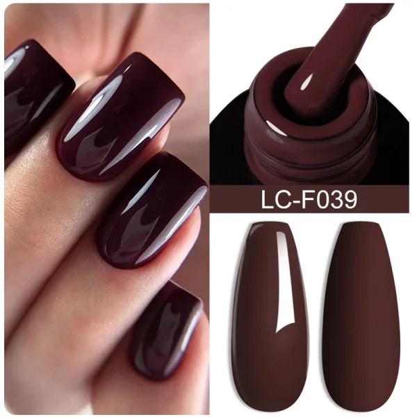 LILYCUTE Coffee Brown Color Gel Nail Polish Wine Red Manicure Semi Permanent Base Matte Top Coat Soak Off Nail Art Gel Varnish - Image 3