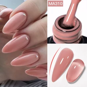 MEET ACROSS 7ml Nude Rubber Base Gel Soak Off Semi Permanent French Style Nail Art Gel Varnish for Nails Manicure DIY Design