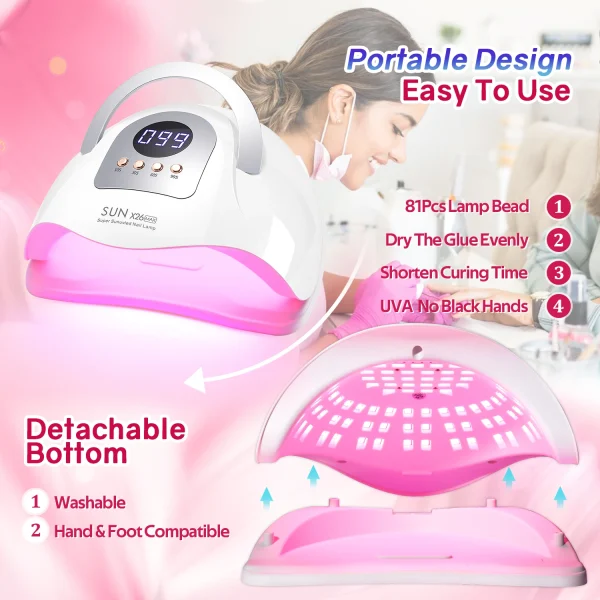 SUN X26 MAX Nail Dryer Machine 380W UV LED Lamp for Nails 81LEDS Gel Polish Curing Manicure Lamp With Auto Smart Sensor Nail Art - Image 4