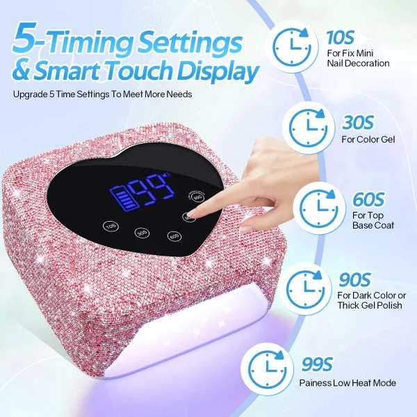Rechargeable 72W UV LED Nail Lamp For Nails 30LEDS Wireless Gel Polish Curing Lamp With Large Screen Professional Nail Equipment - Image 2