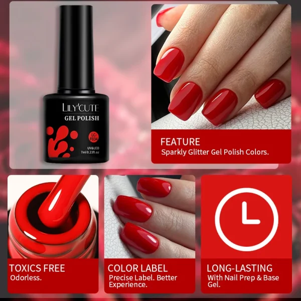 LILYCUTE Coffee Brown Color Gel Nail Polish Wine Red Manicure Semi Permanent Base Matte Top Coat Soak Off Nail Art Gel Varnish - Image 6