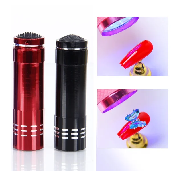 Mini 9 LED UV Light Lamp Flashlight UV Gel Adhesive Glue Curing Lamp Light Handheld Nail Dryer UV Flashlights Detector Nail Tool - Image 3