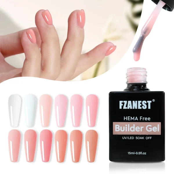 OEM Hema Free Builder Hard Gel Extension Thickening Nail Strengthener Brush on Gel Builder Bottle Soak Off UV Nail Art Design - Image 2