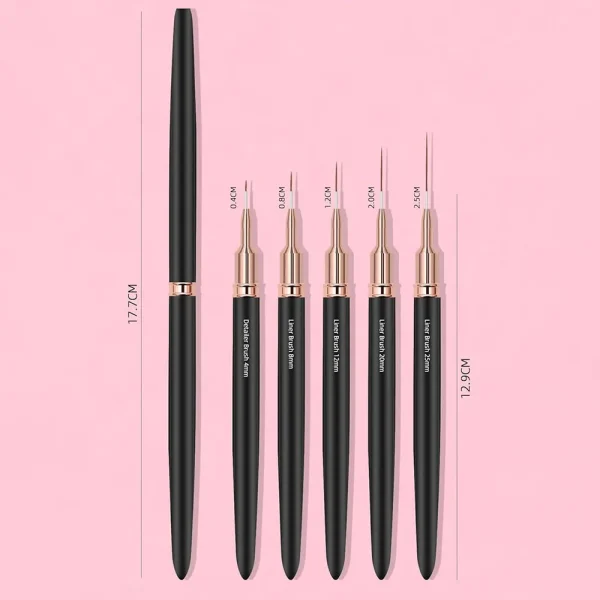 5Sizes Black Nail Art Liner Brushes Painting Nail Design Pen /8/12/20/25mm Drawing Tool for Long Lines Thin Details Manicure Pen - Image 5