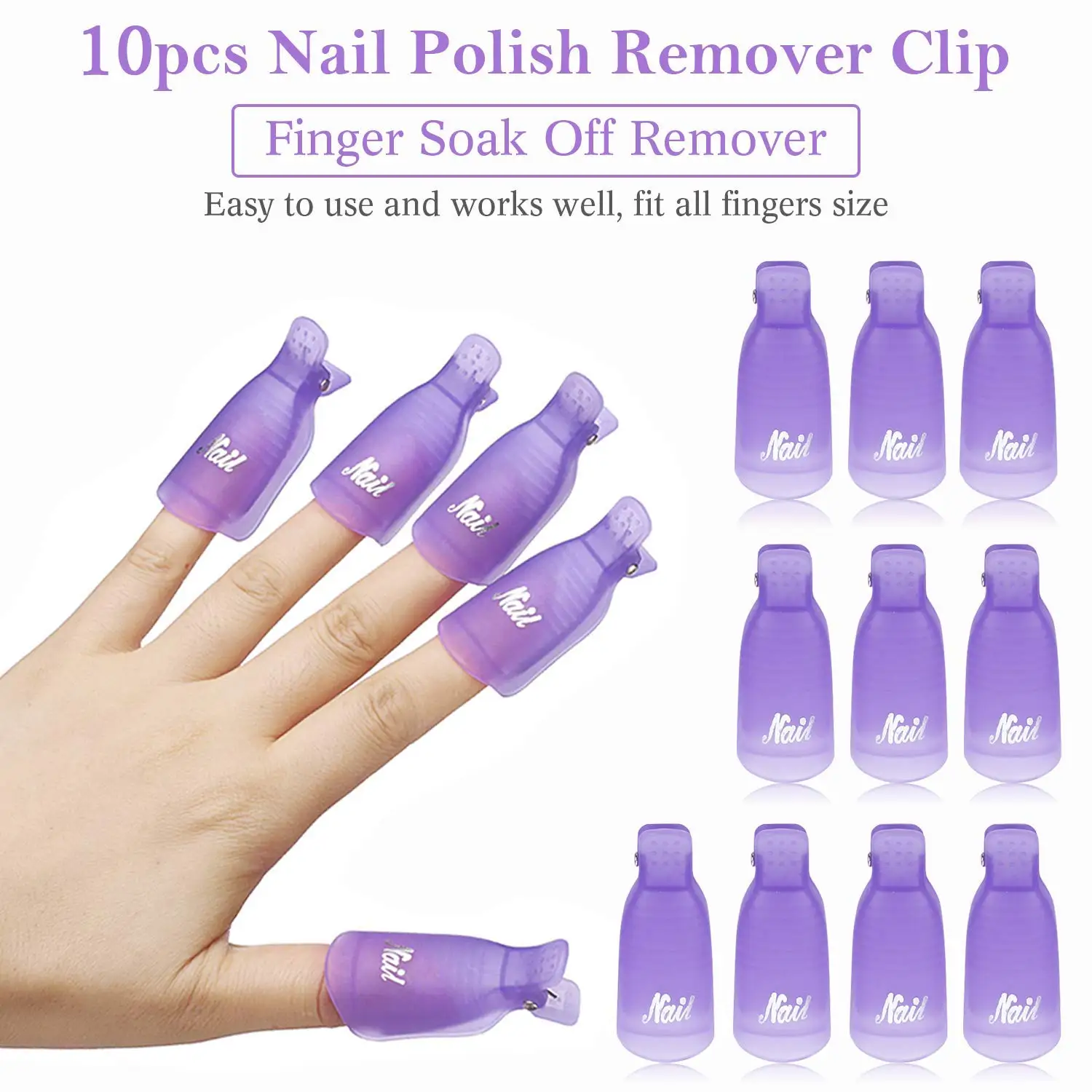 LULAA 10Pcs/16Pcs Plastic Nail Art Soak Off Cap Clip UV Gel Polish Remover Wrap Tool for Fingernail Removal Soak Off Clips