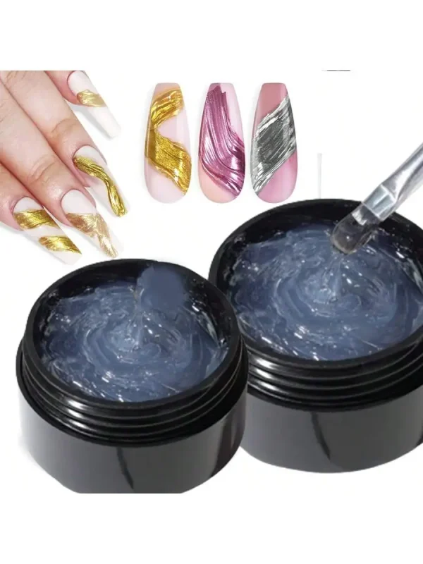 5ml 3D Clear Nail Gel and Nail Art Mirror Powder Create metallic three-dimensional nail art 3D Painting Gel