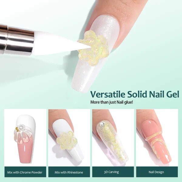 Nailpop Solid Nail Gel Glue for Press On Nails Strong Adhesive Clear Gel Tip Adhesive UV Gel Long-Lasting No Damage 20g (1/3pcs) - Image 5