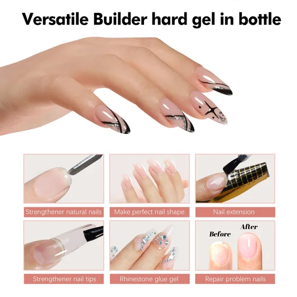 FZANEST HEMA TPO FREE Long Lasting Professional Builder Hard Gel High Adhesion Base Gel Shine Finish Chip Resistant Top Coat - Image 6